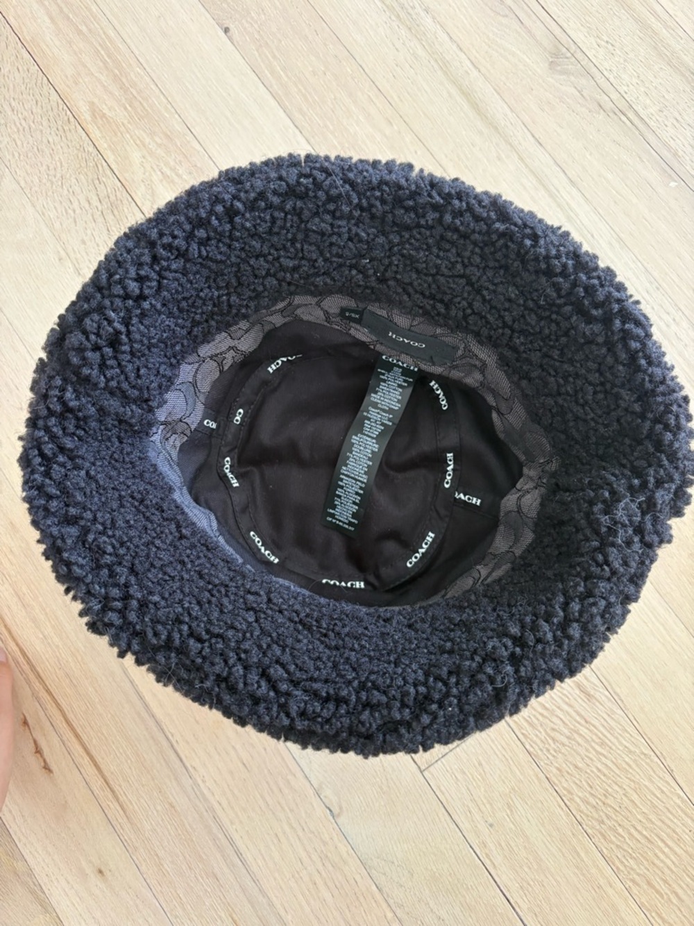 Coach Black Sherpa Bucket Hat with Signature Lining - Picture 2 of 6